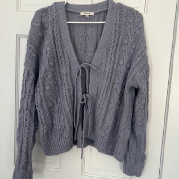 Madewell Cable Tie Front Cardigan Sweater - Peri - Picture 2 of 3
